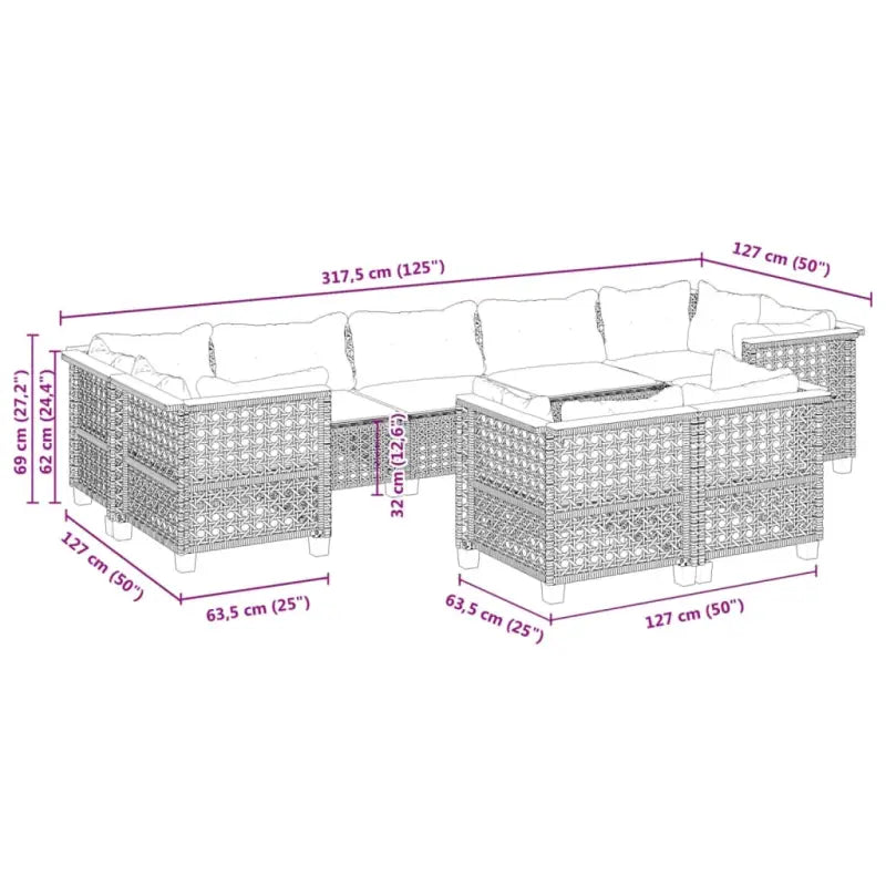 Poly Rattan Tuinset met Natuurlijke Olieafwerking en Comfortabele Zitervaring - Tuinsets