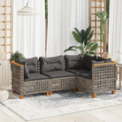 Poly Rattan Tuinset met Natuurlijke Olieafwerking en Comfortabele Zitervaring - Grijs / Zonder tafel / gat weven