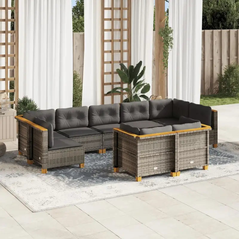 Poly Rattan Tuinset met Natuurlijke Olieafwerking en Comfortabele Zitervaring - Grijs / Zonder tafel / Dichtgeweven