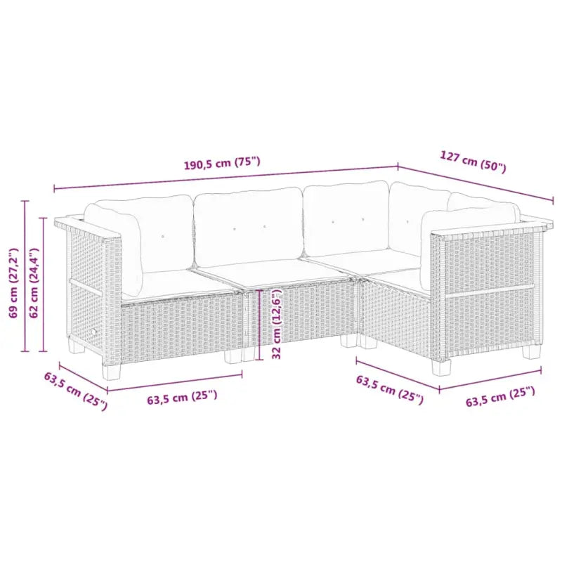 Poly Rattan Tuinset met Natuurlijke Olieafwerking en Comfortabele Zitervaring - Tuinsets