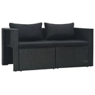 Poly Rattan Tuinset met opbergbare hoekbanken en voetensteunen - Tuinsets