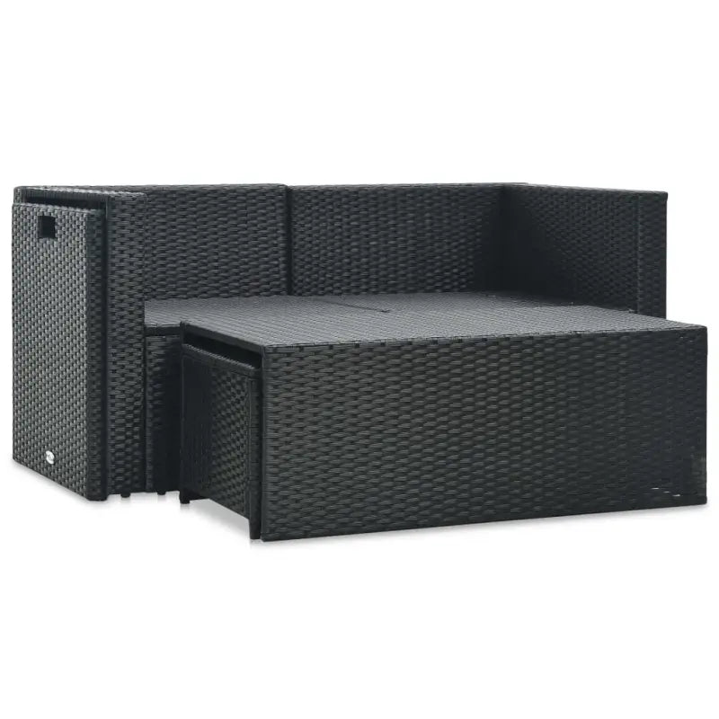 Poly Rattan Tuinset met opbergbare hoekbanken en voetensteunen - Tuinsets