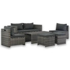 Poly Rattan Tuinset met opbergbare hoekbanken en voetensteunen - Grijs / 1 - Tuinsets
