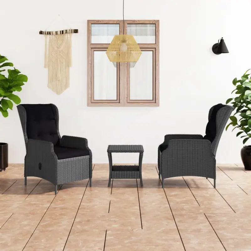 Poly rattan tuinset met verstelbare stoelen en mooie afmetingen - Donkergrijs - Tuinsets