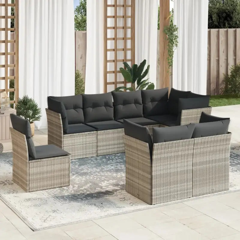 Poly Rattan Tuinset met Waterdichte Tas en Gepoedercoat Staal - Lichtgrijs / Zonder tafel - Tuinsets