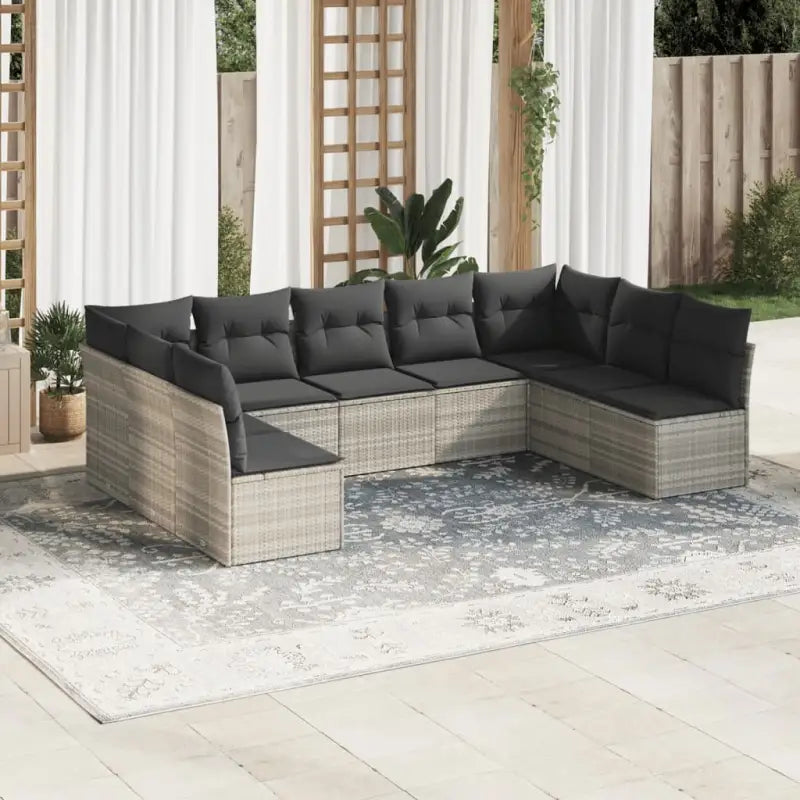 Poly Rattan Tuinset met Waterdichte Tas en Gepoedercoat Staal - Lichtgrijs / Zonder tafel - Tuinsets