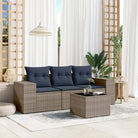 Poly rattan tuinset met waterdichte tas en gepoedercoat staal afmetingen - Grijs en blauw / Met tafel - Tuinsets