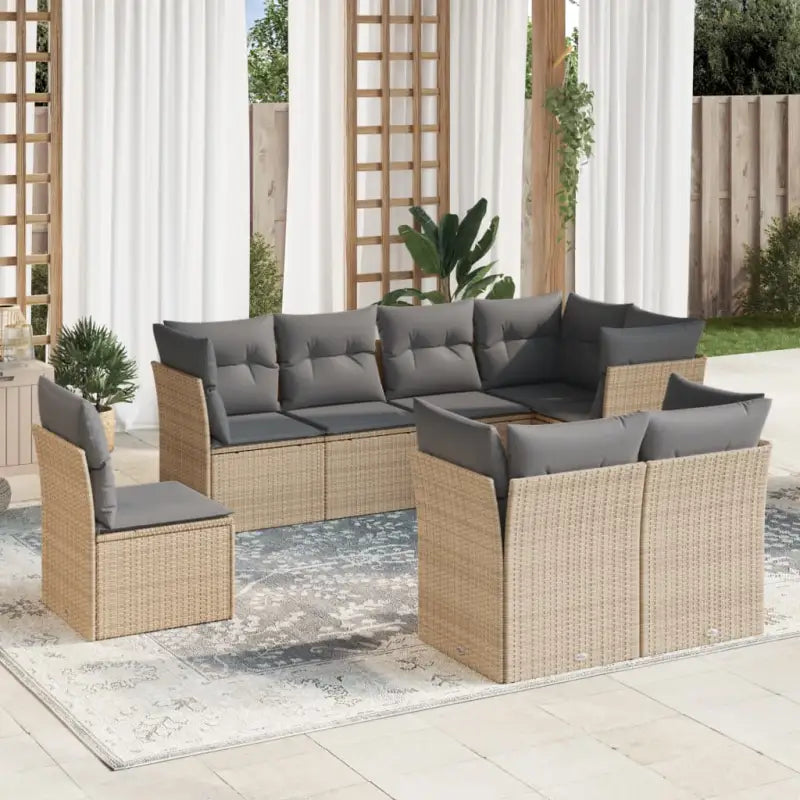 Poly Rattan Tuinset met Waterdichte Tas en Gepoedercoat Staal - Beige en grijs / Zonder tafel - Tuinsets