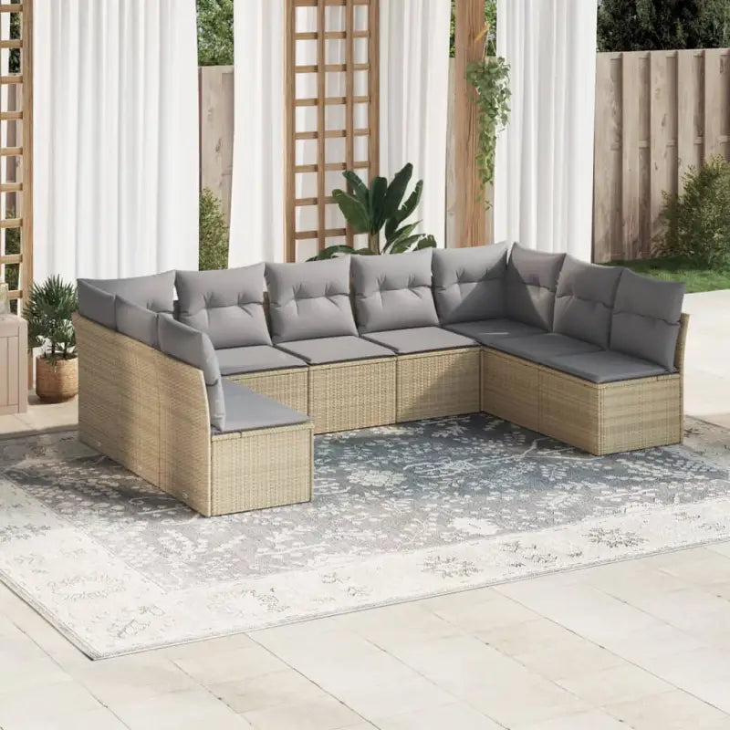 Poly Rattan Tuinset met Waterdichte Tas en Gepoedercoat Staal - Beige en grijs / Zonder tafel - Tuinsets