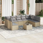Poly Rattan Tuinset met Waterdichte Tas en Gepoedercoat Staal - Beige en grijs / Met tafel - Tuinsets