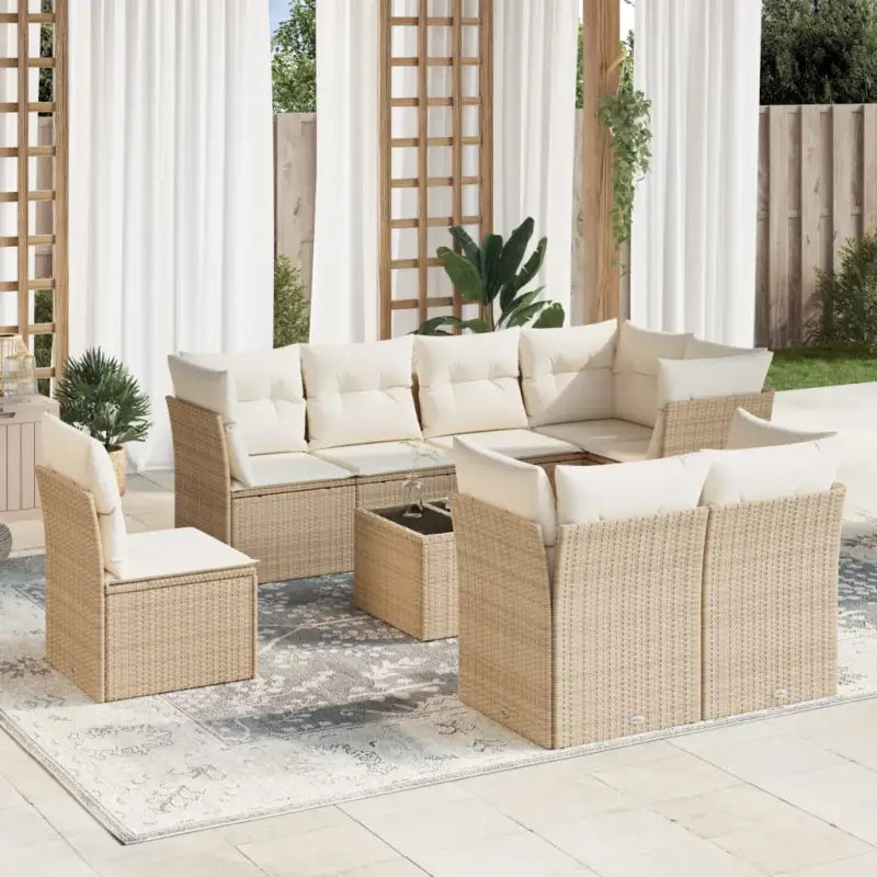 Poly Rattan Tuinset met Waterdichte Tas en Gepoedercoat Staal - beige en crèmekleurig / Met tafel - Tuinsets