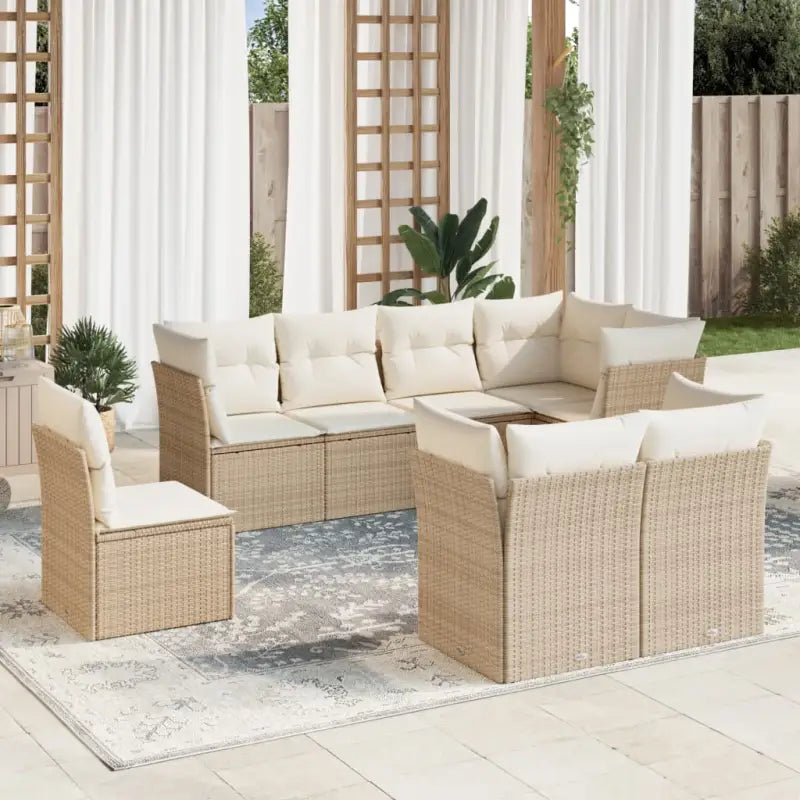 Poly Rattan Tuinset met Waterdichte Tas en Gepoedercoat Staal - beige en crèmekleurig / Zonder tafel - Tuinsets