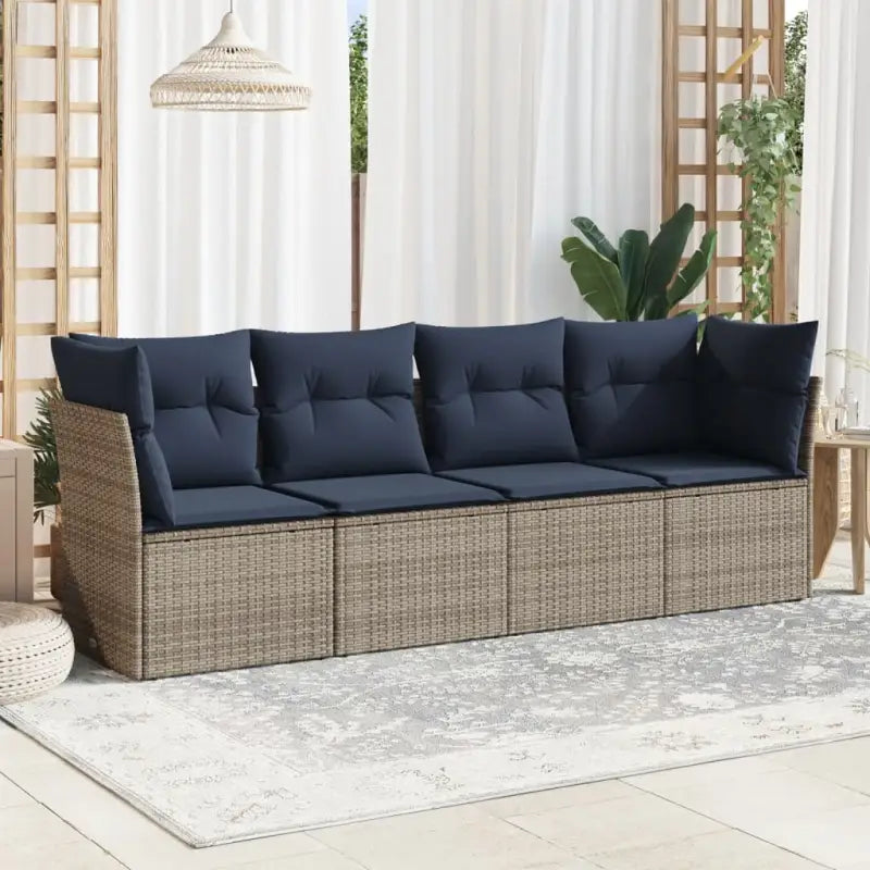 Poly Rattan Tuinset met Waterdichte Tas en Gepoedercoat Staal - Grijs / Zonder tafel - Tuinsets