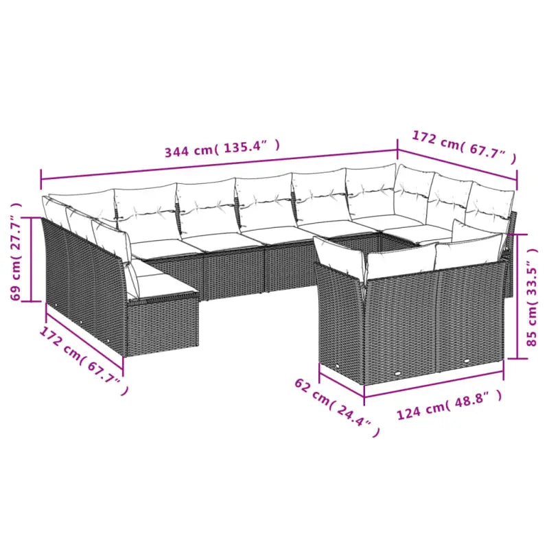 Poly Rattan Tuinset met waterdichte tas en gepoedercoat staal - Tuinsets