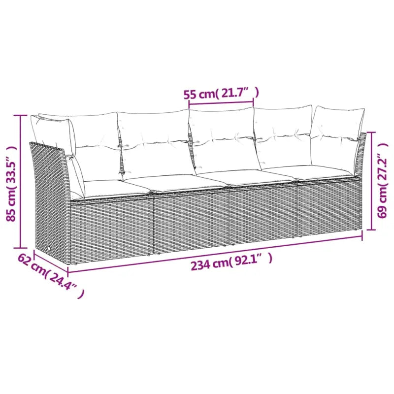 Poly Rattan Tuinset met Waterdichte Tas en Gepoedercoat Staal - Tuinsets