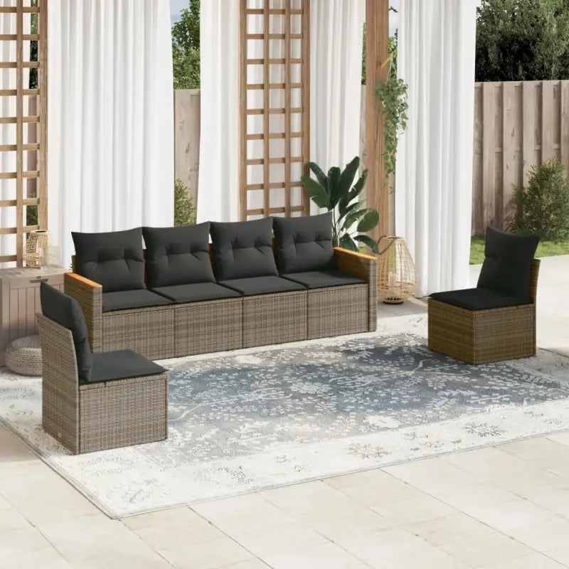 Poly Rattan Tuinset met Waterdichte Tas en Wasbare Hoezen - Grijs / Zonder tafel - Tuinsets