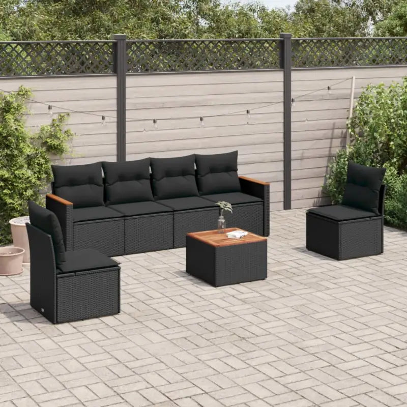 Poly Rattan Tuinset met Waterdichte Tas en Wasbare Hoezen - Zwart / Met tafel - Tuinsets