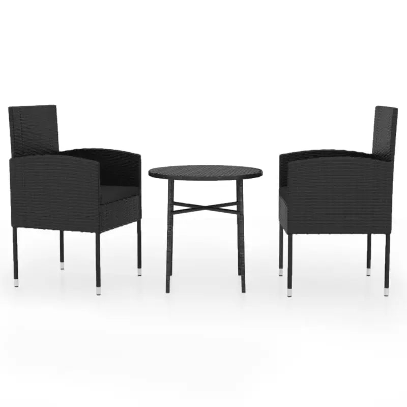 Poly Rattan Tuinset voor comfortabel buiten eten of ontspannen - Zwart - Tuinsets