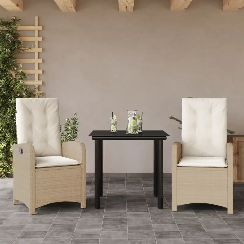Poly rattan tuinset voor comfortabele zitervaring en gemakkelijk schoon maken - 80 cm tafellengte / Zonder voetensteun