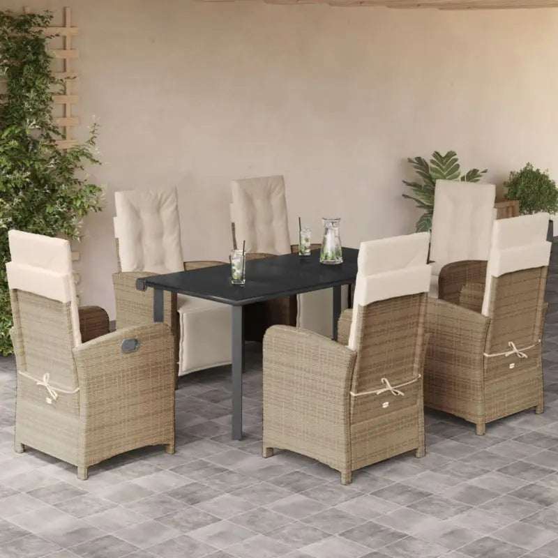 Poly rattan tuinset voor een comfortabele zitervaring en gemakkelijk schoonmaken - 160 cm tafellengte / Ronde poot