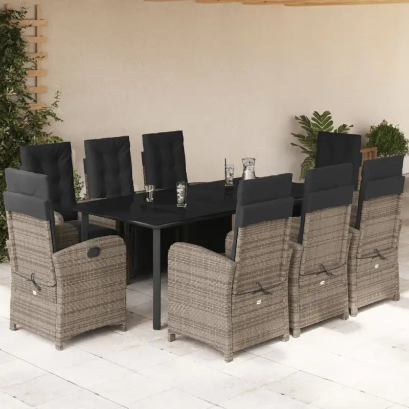 Poly rattan tuinset voor een comfortabele zitervaring en gemakkelijk schoon maken - 200 cm tafellengte / Ronde poot