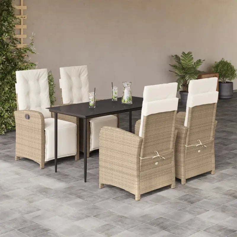 Poly rattan tuinset voor een comfortabele zitervaring en gemakkelijk schoonmaken - 140 cm tafellengte / Puntige poot