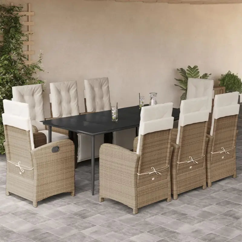 Poly rattan tuinset voor een comfortabele zitervaring en gemakkelijk schoonmaken - 200 cm tafellengte / Puntige poot