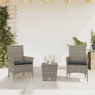 Poly rattan tuinset voor een comfortabele zitervaring en gemakkelijke schoonmaak - Grijs / Rattan armleuning - Tuinsets