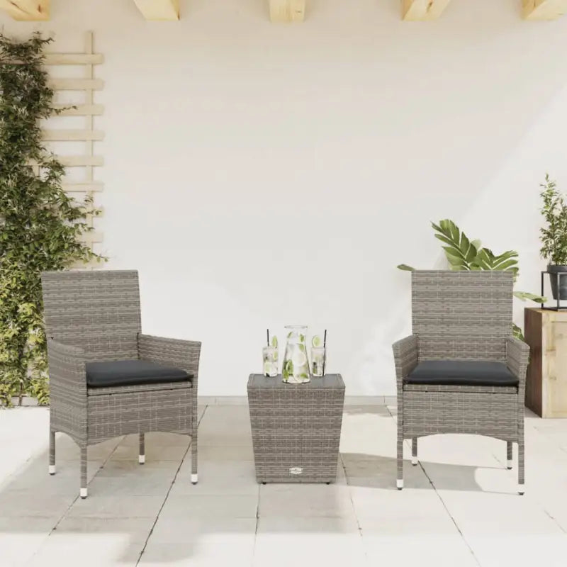 Poly rattan tuinset voor een comfortabele zitervaring en gemakkelijke schoonmaak - Grijs / Rattan armleuning - Tuinsets