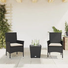 Poly rattan tuinset voor een comfortabele zitervaring en gemakkelijke schoonmaak - Zwart en crème / Rattan armleuning