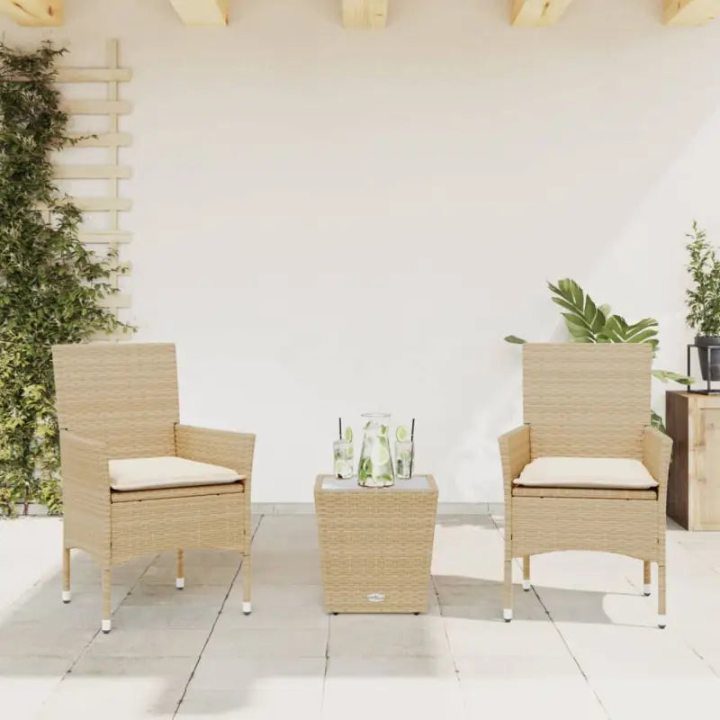 Poly rattan tuinset voor een comfortabele zitervaring en gemakkelijke schoonmaak - beige en crèmekleurig / Rattan