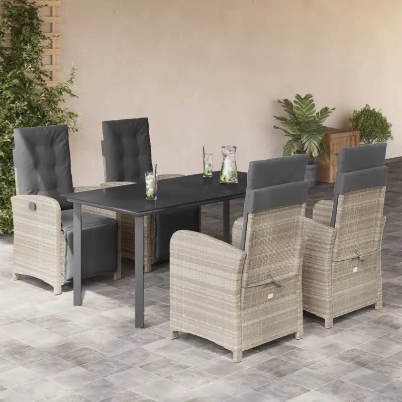 Poly rattan tuinset voor een comfortabele zitervaring gemakkelijk schoonmaken - 160 cm tafellengte / Ronde poot
