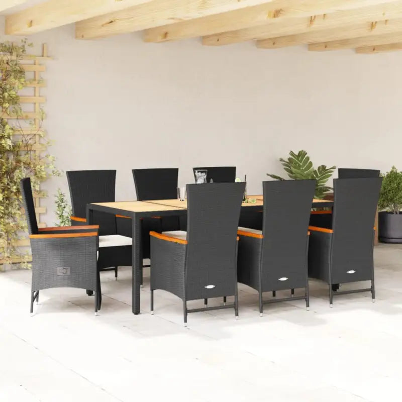 Poly rattan tuinset voor een comfortabele zitervaring met wasbare hoes - 190 cm tafellengte / stoel + Verstelbare stoel
