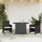 Poly Rattan Tuinset voor een comfortabele zitervaring met wasbare hoes - Zwart en crème / Glas - Tuinsets