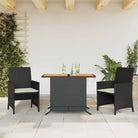 Poly Rattan Tuinset voor een comfortabele zitervaring met wasbare hoes - Zwart en crème / Hout - Tuinsets