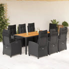 Poly rattan tuinset voor een eenvoudige schoon en comfortabele zitervaring - Zwart / 190 cm tafellengte - Tuinsets