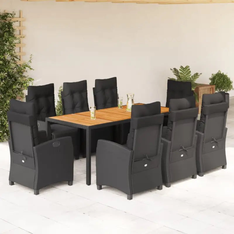 Poly rattan tuinset voor een eenvoudige schoon en comfortabele zitervaring - Zwart / 190 cm tafellengte - Tuinsets