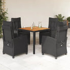 Poly rattan tuinset voor een eenvoudige schoon en comfortabele zitervaring - Zwart / 90 cm tafellengte - Tuinsets