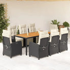 Poly rattan tuinset voor een eenvoudige schoon en comfortabele zitervaring - Zwart en crème / 190 cm tafellengte