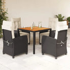 Poly rattan tuinset voor een eenvoudige schoon en comfortabele zitervaring - Zwart en crème / 90 cm tafellengte
