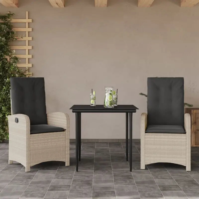 Poly rattan tuinset voor gemakkelijk schoon en comfortabele zitervaring - 80 cm tafellengte / Zonder voetensteun