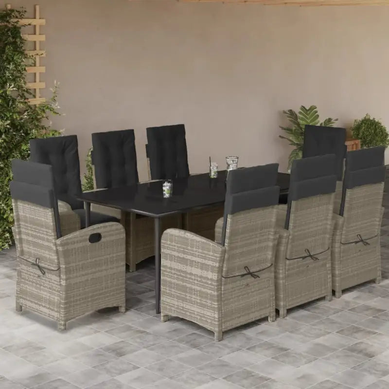 Poly rattan tuinset voor gemakkelijk schoon en comfortabele zitervaring - 200 cm tafellengte / Met voetensteun
