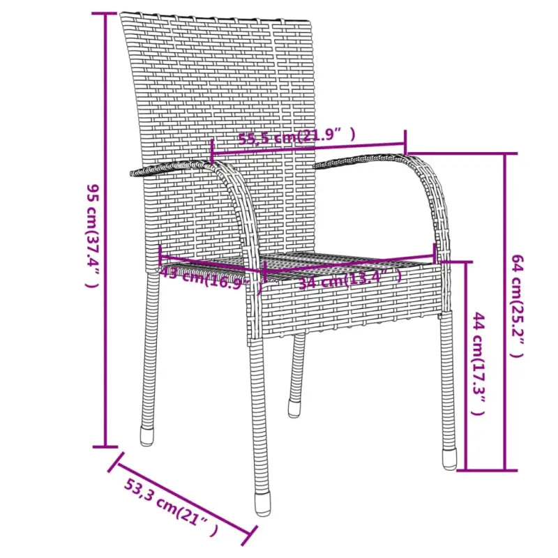 Poly rattan tuinset voor gezellige maaltijden en terrasplezier - Grijs - Tuinsets