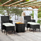 Poly Rattan Tuinset voor Kleine Buitenruimtes - Zwart / Met voetensteun - Tuinsets