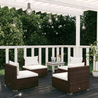 Poly Rattan Tuinset voor Ontspanning en Gezelligheid in de Buitenruimte - Bruin en crème / 4x midden - Tuinsets