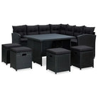 Poly Rattan Tuinset voor Ontspanning en Samenzijn in de Buitenruimte - Zwart - Tuinsets