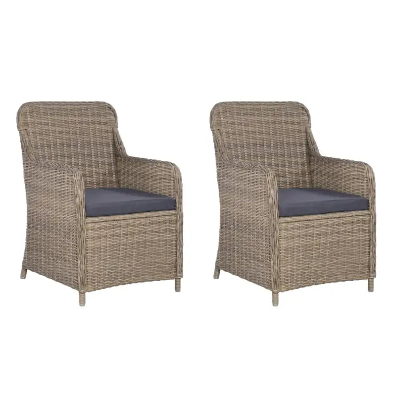 Poly rattan tuinstoelen met gepoedercoat staal levering bevat - Bruin / 2 / Zonder rugkussen - Tuinstoelen