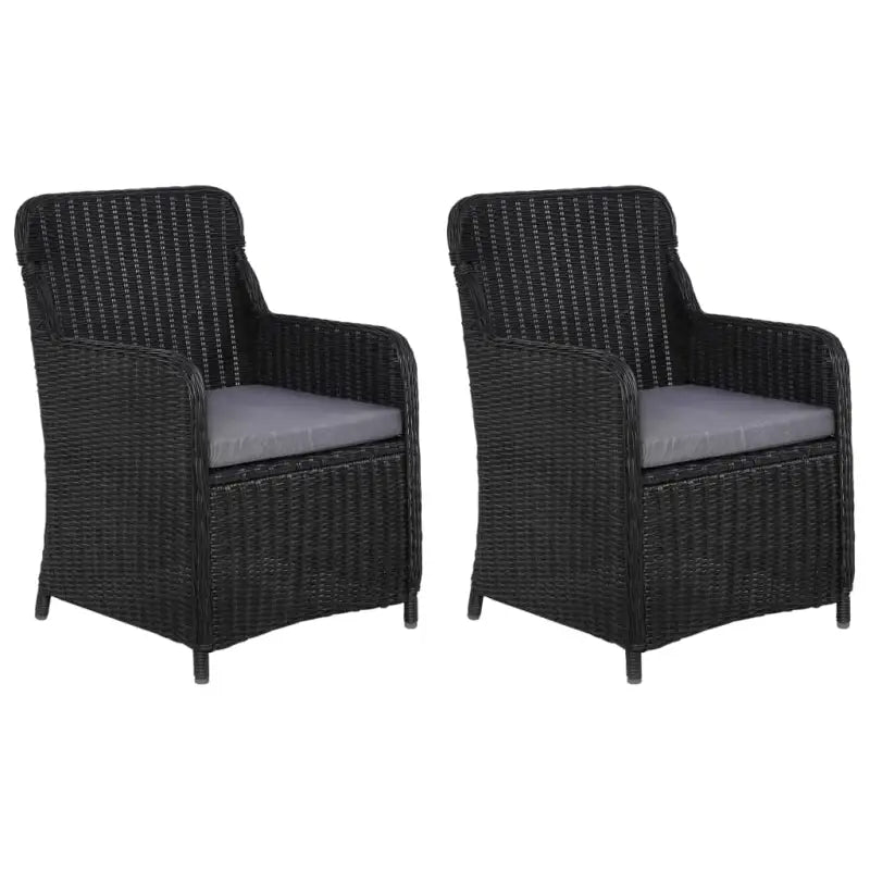Poly rattan tuinstoelen met gepoedercoat staal levering bevat - Zwart / 2 / Zonder rugkussen - Tuinstoelen