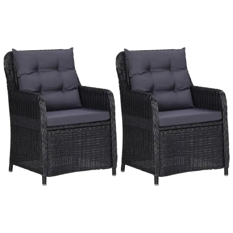 Poly rattan tuinstoelen met gepoedercoat staal levering bevat - Zwart / 2 / Met rugkussen - Tuinstoelen
