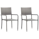 Poly Rattan Tuinstoelen voor Diner en Ontspanning - Grijs / 2 - Tuinstoelen